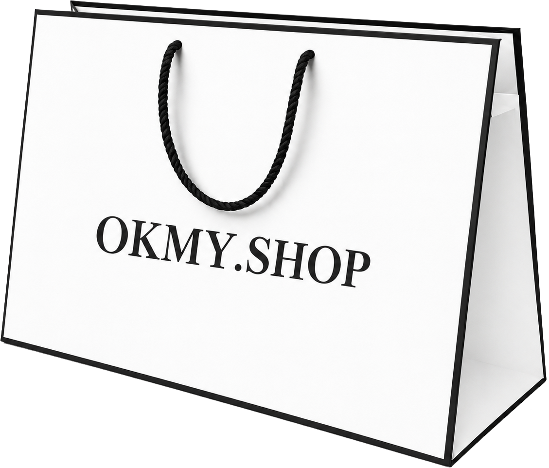 OKMY.SHOP white paper bag logo